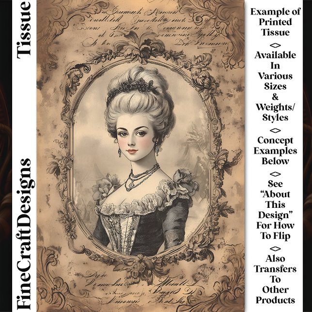 Papier Mousseline Portrait baroque français d'âge Sepia CW8L Découpa (Créateur téléchargé)