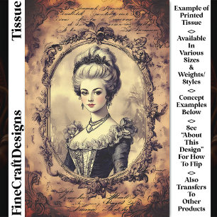 Papier Mousseline Portrait Baroque Français Vieilli Sépia CW8LF Déco