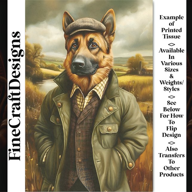 Papier Mousseline Portrait berger allemand, paysage CH1 Découpage (Créateur téléchargé)