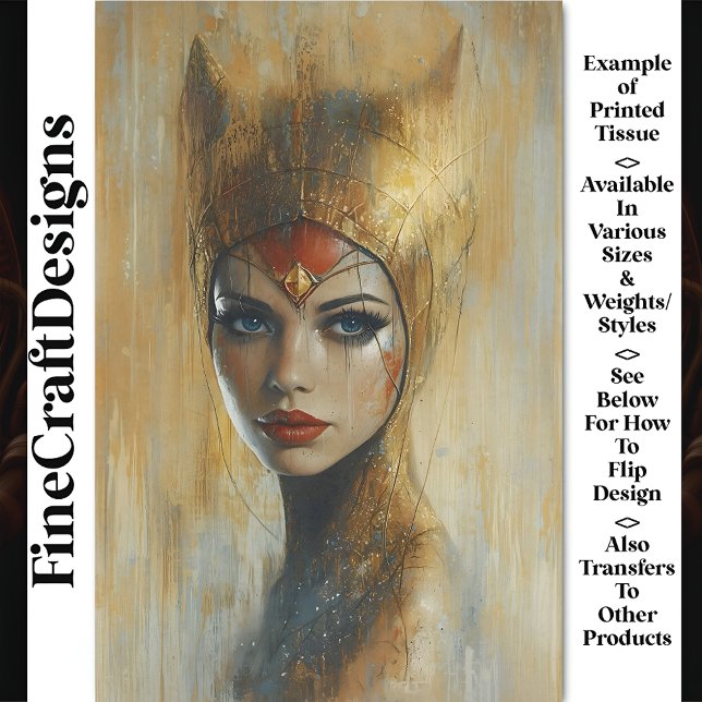 Papier Mousseline Portrait, Coiffure Or, Red Lips BV2 Découpage (Créateur téléchargé)