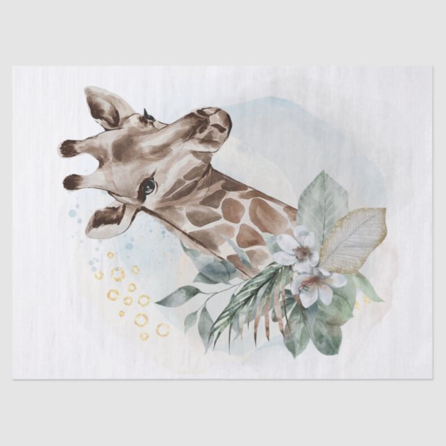 Papier Mousseline Portrait d'aquarelle Giraffe (Recto)