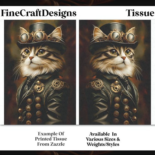 Papier Mousseline Portrait de chat tabby Steampunk royal découpage D (Créateur téléchargé)