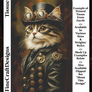 Papier Mousseline Portrait de chat tabby Steampunk royal découpage D