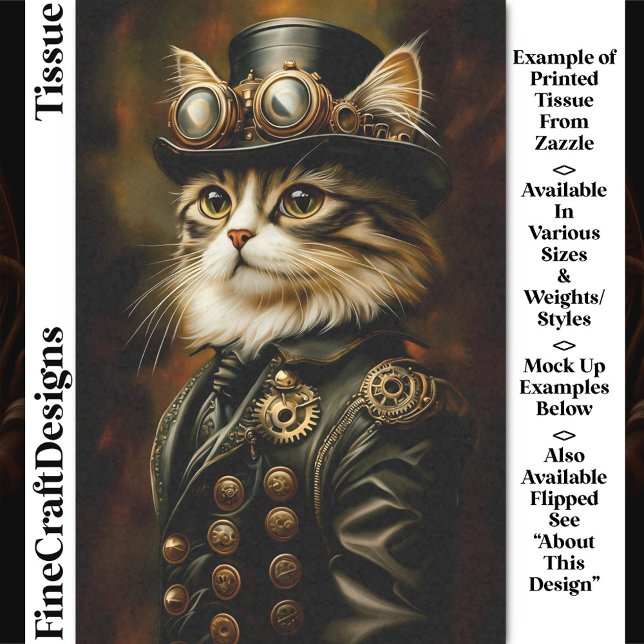 Papier Mousseline Portrait de chat tabby Steampunk royal découpage D (Créateur téléchargé)