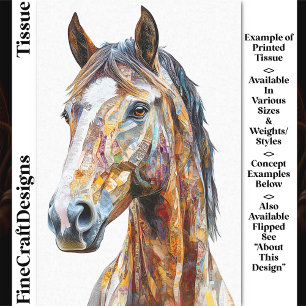 Papier Mousseline Portrait de cheval en collage bohème DE9L découpag