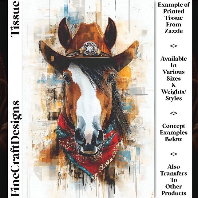 Papier Mousseline Portrait de cow-boy occidental rustique cheval DE2 (Créateur téléchargé)
