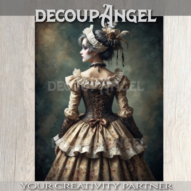 Papier Mousseline Portrait de Dame à l'époque antique - Découpage - (Créateur téléchargé)