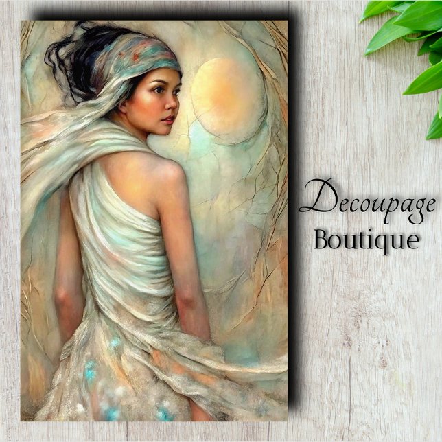 Papier Mousseline Portrait de découpage de beauté éthérée (Ethereal Beauty Portrait Decoupage Tissue Paper)