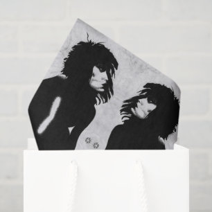 Papier Mousseline Portrait de déesse gothique Art original Noir Blan
