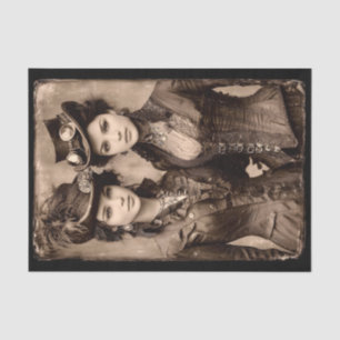 Papier Mousseline Portrait de deux femmes Steampunk DX5L Découpage