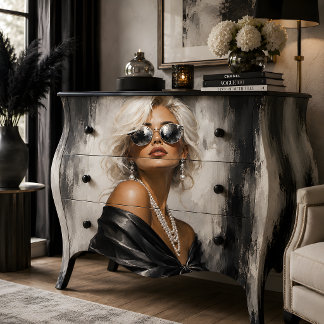 Papier Mousseline Portrait de femme Noir Blanc Glamour