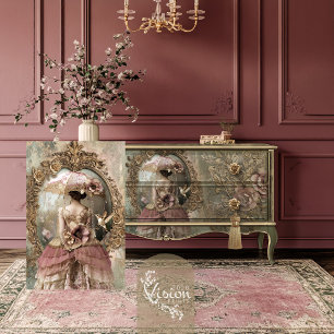 Papier Mousseline Portrait de femme victorienne Retour Baroque Vinta