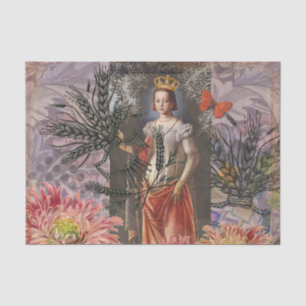 Papier Mousseline Portrait de femme Vierge Antique Coloré Riche