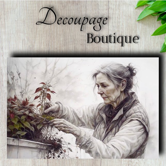 Papier Mousseline Portrait de Jardinier Découpe (Gardener Portrait Decoupage Tissue Paper)