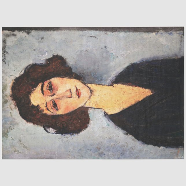 Papier Mousseline Portrait de Jeune Femme, Modigliani (Recto)