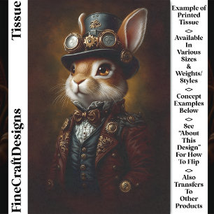 Papier Mousseline Portrait de Lapin Steampunk CR6 Découpage
