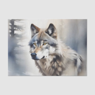 Papier Mousseline Portrait de loup dans l'aquarelle douce