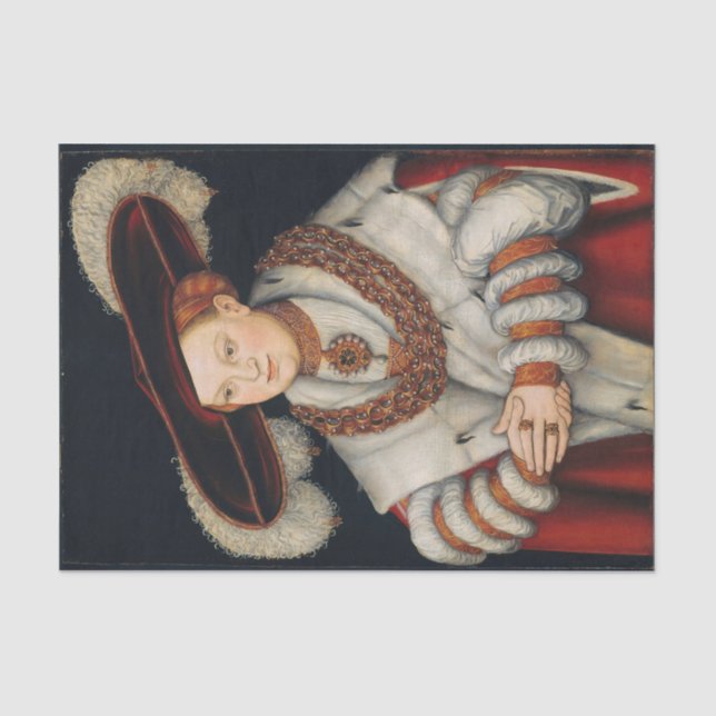 Papier Mousseline Portrait de Magdalena de Saxe par Lucas Cranach (Recto)