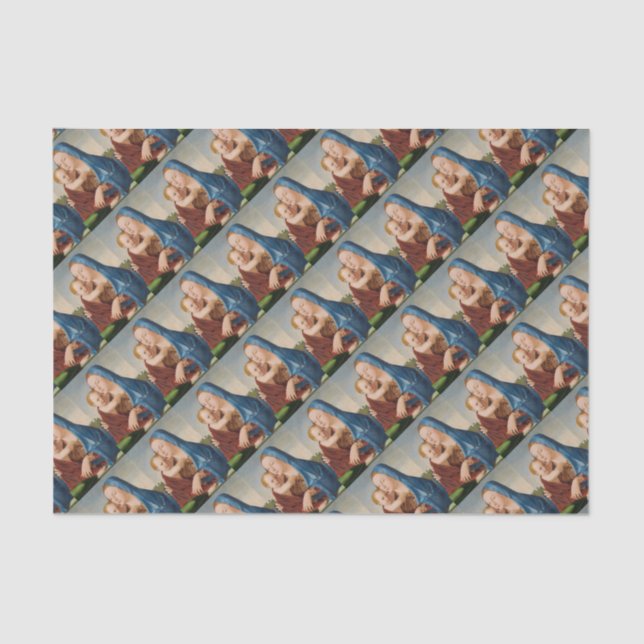 Papier Mousseline Portrait de Marie tenant le bébé Jésus (Recto)