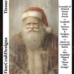 Papier Mousseline Portrait de Père Noël rustique vintage DZ1R découp