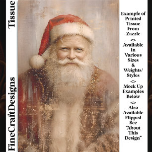 Papier Mousseline Portrait de Père Noël vintage chic DZ1LF découpage