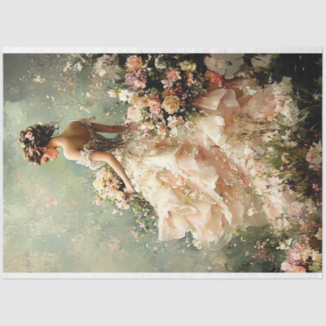 Papier Mousseline Portrait de printemps vert (Recto)