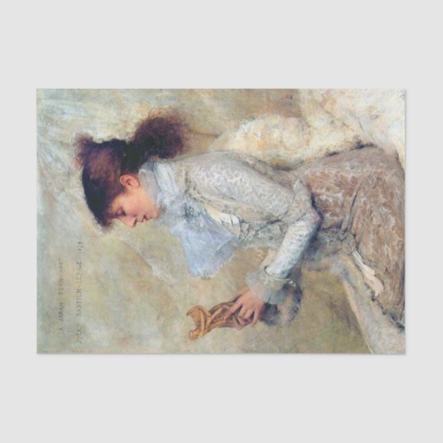 Papier Mousseline Portrait de Sarah Bernhardt par Jules Bastien  (Recto)