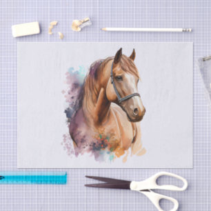 Papier Mousseline Portrait de tête de cheval Brown en aquarelle