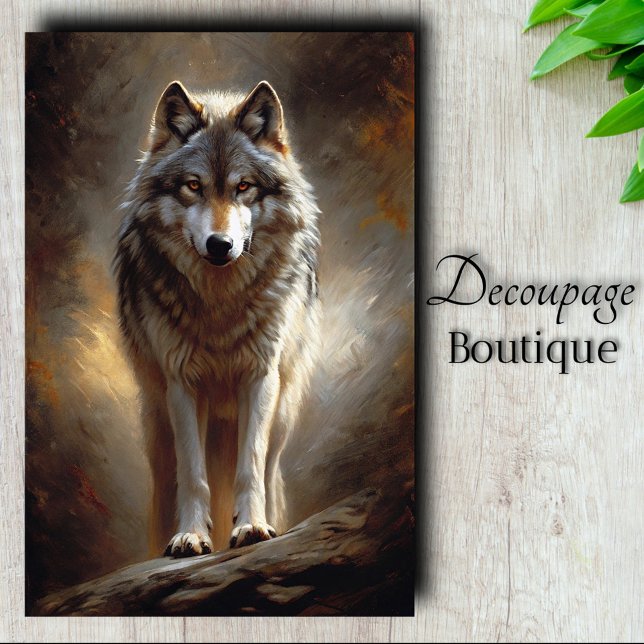 Papier Mousseline Portrait d'esprit de loup découpé (Wolf Spirit Portrait Decoupage Tissue Paper)