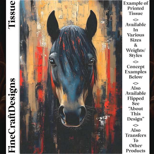 Papier Mousseline Portrait d'étalon de Cheval Noir en gras DE8R Déco (Créateur téléchargé)