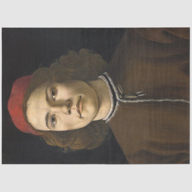 Papier Mousseline Portrait d'un jeune homme (par Sandro Botticelli) (Recto)