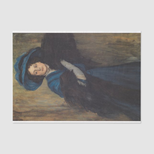 Papier Mousseline Portrait d'une dame en bleu (Raimundo de Madrazo) (Recto)