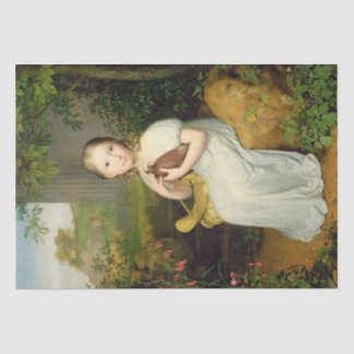 Papier Mousseline Portrait d'une fille avec un oiseau de Louise comm