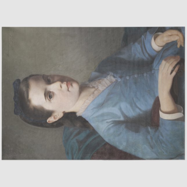 Papier Mousseline Portrait d'une fille élégante (par Leloir) (Recto)