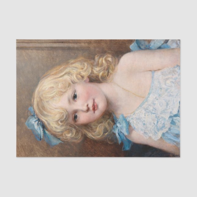 Papier Mousseline Portrait d'une fille en robe bleue, Heywood Hardy (Recto)