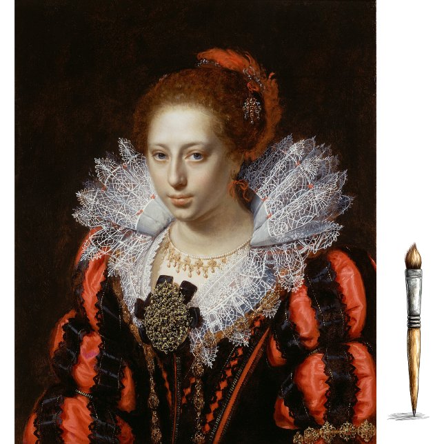 Papier Mousseline Portrait d'une jeune dame (1620), Paulus Moreelse (Créateur téléchargé)