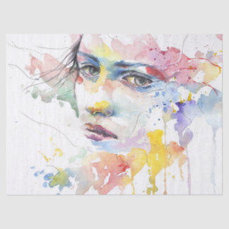 Papier Mousseline Portrait d'une peinture à l'aquarelle du visage fé