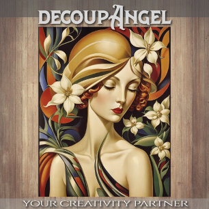 Papier Mousseline Portrait en Art Déco - Orange - Découpage -
