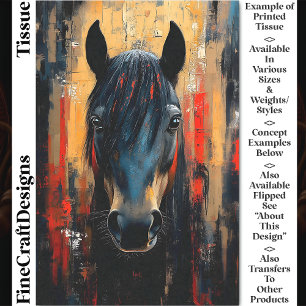 Papier Mousseline Portrait étalon cheval noir gras DE8L Decoupage