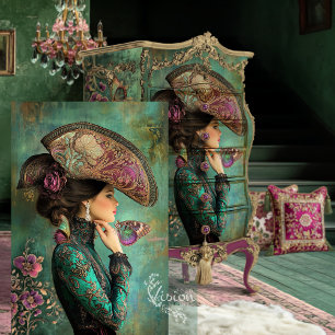 Papier Mousseline Portrait Fantastique Victorien Papillons Baroque