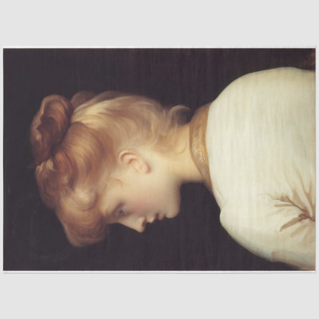 Papier Mousseline Portrait féminin de Behind (par Frederic Leighton) (Recto)