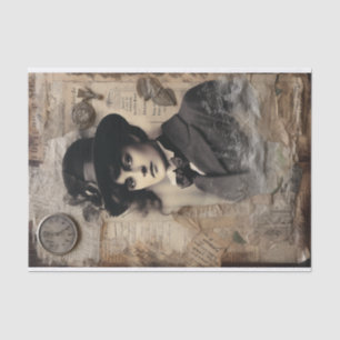 Papier Mousseline Portrait multimédia mixte inspiré par Steampunk