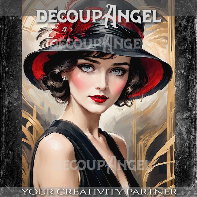 Papier Mousseline Portrait vintage d'une femme -Découpage- (Créateur téléchargé)