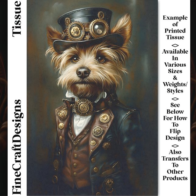 Papier Mousseline Portrait Yorkie de Steampunk Victorian CJ1 Découpa (Créateur téléchargé)
