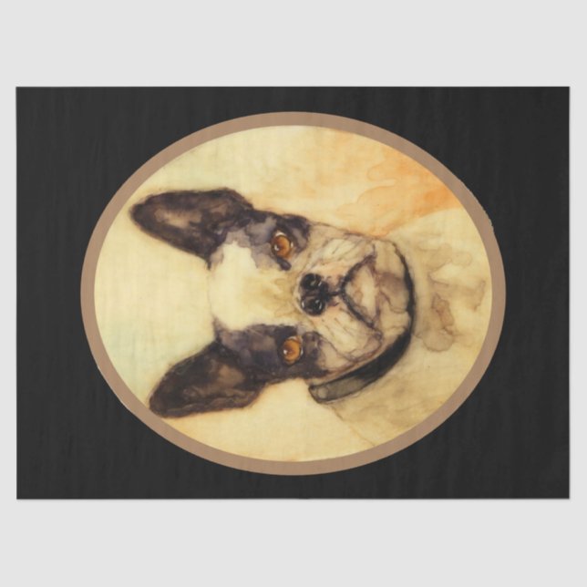 PAPIER MOUSSELINE PORTRAITS DE CHIEN DE MINIATURE VICTORIENNE (Recto)