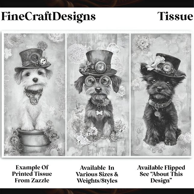 Papier Mousseline Portraits découpés de petits chiens mignons Steamp (Créateur téléchargé)