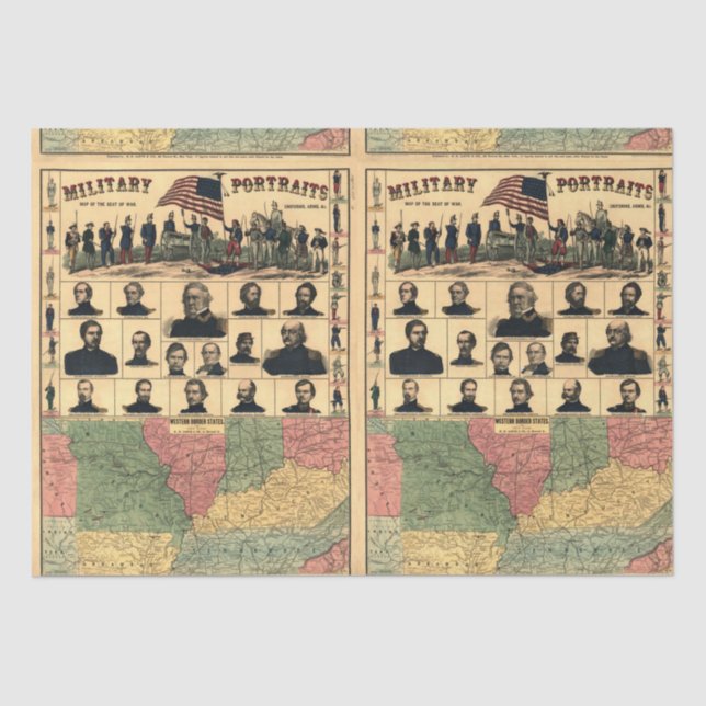 Papier Mousseline Portraits militaires de guerre civile, restauratio (Recto)