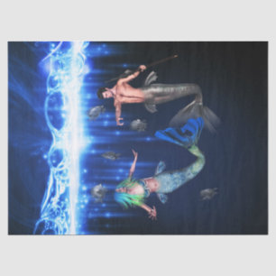 Papier Mousseline Poseidon et la sirène