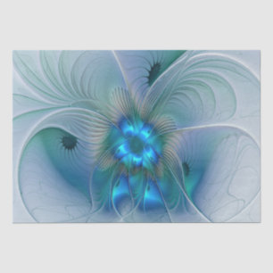 Papier Mousseline Position, Abstrait bleu turquoise fractal