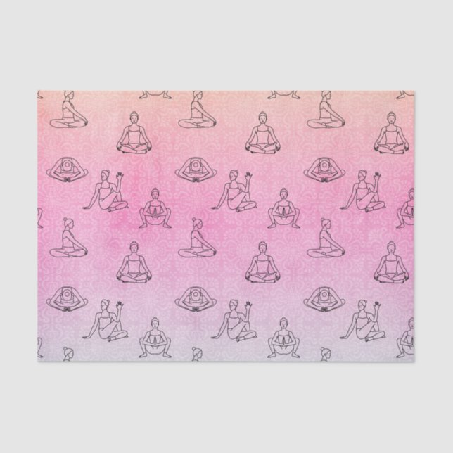 Papier Mousseline Positions Yoga Rose (Design 75 Pink Series) (Recto)